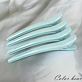 【卡樂熊】美髮專用基本款素色鴨嘴夾/分區夾/盤髮夾4入組(四色)- 藍色