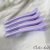 【卡樂熊】美髮專用基本款素色鴨嘴夾/分區夾/盤髮夾4入組(四色)- 紫色