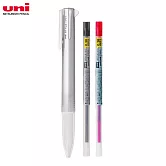 (限量1筆2芯送1)UNI UE5H-258 開心筆五色筆筆管+ 0.38mm紅&黑筆芯 銀