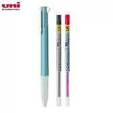 (限量1筆2芯送1)UNI UE3H-208 開心筆三色筆筆管+ 0.38mm紅&黑筆芯 金屬藍