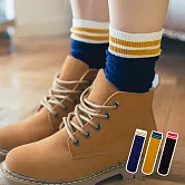 【AnZa】休閒復古拼色純棉直板襪(3入組)        A組