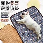 【EZlife】寵物藤席珊瑚絨兩用墊(50x38cm) 藍色星星