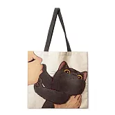 【JP生活館 】可愛繪畫貓咪塗鴉托特包手提包  * 黑貓推推臉