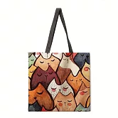 【JP生活館 】可愛繪畫貓咪塗鴉托特包手提包  * 放鬆貓咪群