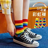 【AnZa】韓風彩虹中筒襪短襪堆堆襪(3入組)      圖片色