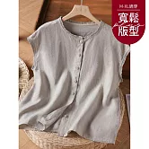 【慢。生活】文藝復古木耳邊棉麻無袖上衣 61863  FREE 灰色