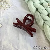 【卡樂熊】晶韌系列．微透光結飾造型抓夾/鯊魚夾- 交錯酒紅色