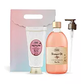 SABON 絲綢Q彈肌必備組[沐浴油500ml+絲綢身體乳液200ml]-多味道可選-國際航空版 玫瑰茶語