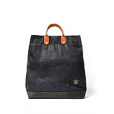 點子包【icleaxbag】簡約L號真皮帆布購物袋 側背包  單寧藍