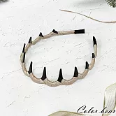 【卡樂熊】基本磨砂純色齒梳造型髮箍- 纏布卡其