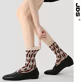 【JDS設計襪】精梳棉塗鴉設計襪    矩陣之舞  米色