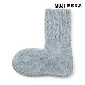 【MUJI 無印良品】女足口柔軟羊毛混室內直角襪23-25cm 淺藍