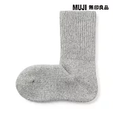 【MUJI 無印良品】女足口柔軟羊毛混室內直角襪23-25cm 灰色