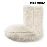 【MUJI 無印良品】女再生聚酯纖維絨毛刷毛室內直角襪23-25cm 淺米