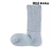 【MUJI 無印良品】女螺紋厚織室內直角襪23-25cm 淺藍