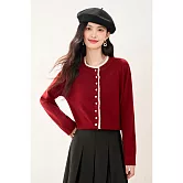 【MsMore】 蕾絲針織毛衣開衫外套# 126594 FREE 紅色