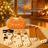 【AnZa】貓咪設計襪組合精選(襪子+收納包)_6款 橘_厚棉貓爪襪+包組