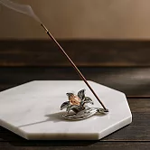 【日本悠悠庵】優雅花形 線香座 ‧ 銀