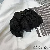 【卡樂熊】韓系蓬鬆亮紗造型鯊魚夾/抓夾- 黑色