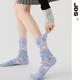 【JDS設計襪】珊瑚絨加厚保暖費爾島襪    綿綿漫冬-藍