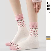 【JDS設計襪】珊瑚絨加厚保暖費爾島襪 雪境童話-貓咪