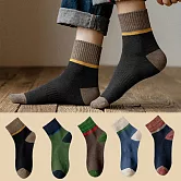 【AnZa】男女純棉透氣四季休閒短襪中筒襪(5入組)  圖片色