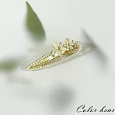 【卡樂熊】韓版珍珠鏤空貓眼花造型髮夾- 水滴花朵