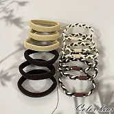 【卡樂熊】基本編織毛巾圈造型髮束/髮圈- 深咖+米色