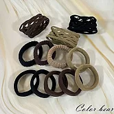 【卡樂熊】基本素織網毛巾圈造型髮束/髮圈- 黑色+深咖