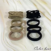 【卡樂熊】基本素織網毛巾圈造型髮束/髮圈- 黑色+淺咖