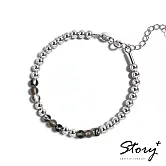 STORY-Ice Bubbles 天然黑髮晶&黑曜石純銀手鍊鍊款