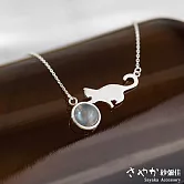 【Sayaka紗彌佳】925純銀宇宙星球系の喵星人月光石造型項鍊