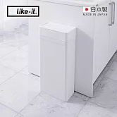 【日本like-it】日製落地型按壓式密封防臭垃圾桶-25L- 白
