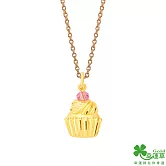 幸運草金飾 莓好蛋糕黃金/水晶墜子  送黃鋼項鍊