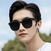 seoul show首爾秀 近視套鏡輕量TR90太陽眼鏡UV400夜視墨鏡 821 2顆米釘砂黑框黑灰片