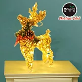 摩達客-金色發光小鹿-鐵網麋鹿擺飾含LED40燈(暖白光) 50CM