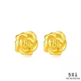 【點睛品】時尚玫瑰 黃金耳環(一對)