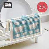 【日本霜山】長形印花風乾濕兩用木漿棉抹布-3入- 藍洋北極熊