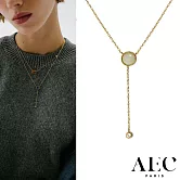 AEC PARIS 巴黎品牌 白鑽東菱玉項鍊 優雅金色Y字鍊 CHAIN NECKLACE SUNNA