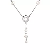 Salvatore Ferragamo Gancini 圓形標誌及玻璃珍珠墜飾項鍊_展示品 (銀色)