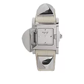 HERMES Medor GM 銀色鉚釘翻蓋手錶_展示品 (米白色)