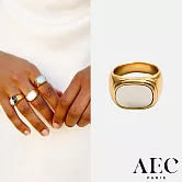 AEC PARIS 巴黎品牌 方形金色寬版戒指 LARGE RING COLUMBA 白色母貝54