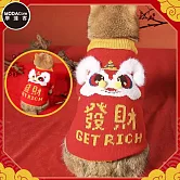 摩達客寵物_新春祥獅紅色大發財針織毛衣(貓咪狗狗服飾)中小型犬貓-5種尺寸可選 XL