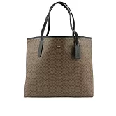 COACH City 滿版標誌塗層帆布托特包 (卡其/黑色)