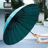 【日本霜山】24骨防風大傘面晴雨兩用竹柄自動傘- 墨綠