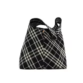 BURBERRY新款格紋大型格紋肩背包 黑色