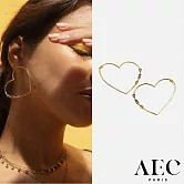 AEC PARIS 巴黎品牌 藍鑽X紫鑽X黃鑽 金色大愛心耳環 DROP EARRINGS PRIYA