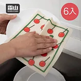 【日本霜山】櫻桃印花乾濕兩用木漿棉抹布(2片入/包)x3包組