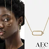 AEC PARIS 巴黎品牌 幸運草白鑽項鍊 圓角長方形金色項鍊 CHAIN NECKLACE CIRCE
