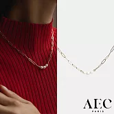 AEC PARIS 巴黎品牌 幸運三珍珠項鍊 金色簡約方形項鍊 CHAIN NECKLACE LOREM